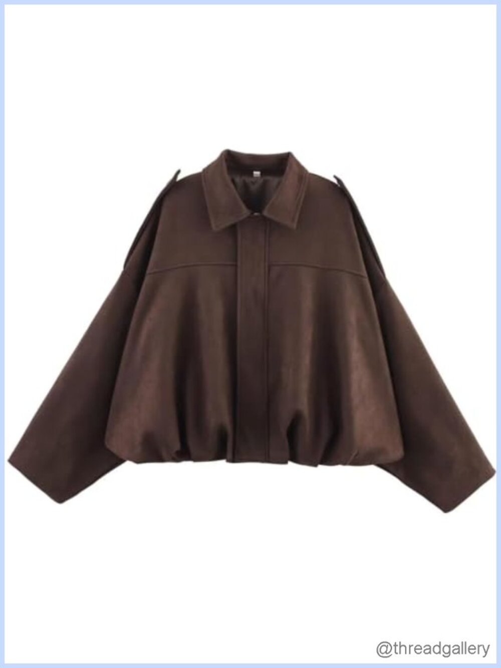 Faux Suede Bomber Jacket Oversized Cropped Batwing Sleeve